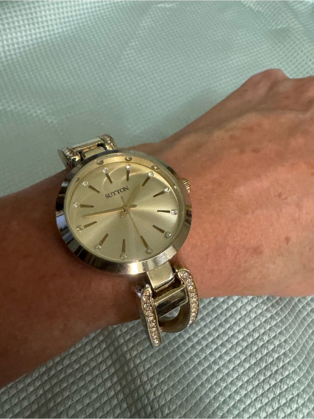 Sutton by Bulova Women's Gold Bracelet Crystal Accent Watch